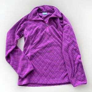 Columbia Vibrant Purple Quilted Fleece Pullover Zip Turtleneck Womens Size Small